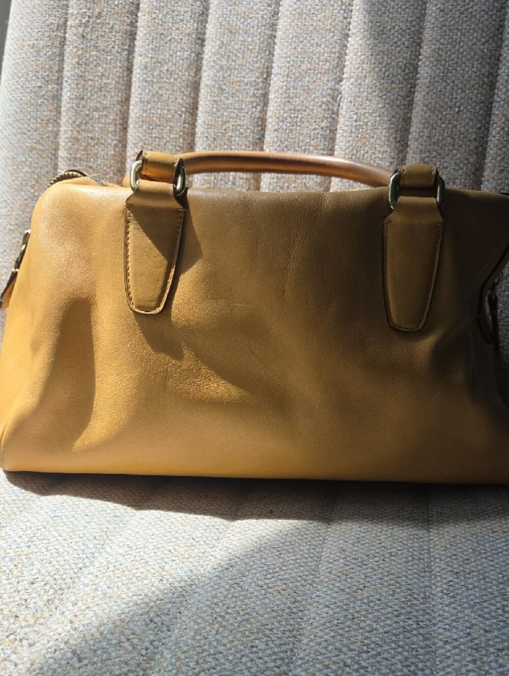 Coach Yellow Mustard Leather Tote with Tassel Accent